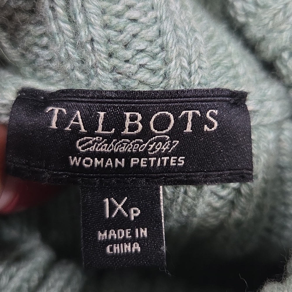 Talbots Green Knit Sweater with Embellishments 1XP Gentle Used - Picture 5 of 8